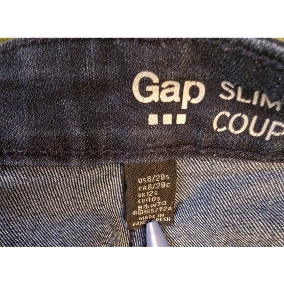 Gap 1969 Slim Straight Denim Jeans Stretch Cotton Blend 8 Dark Wash Retro Preppy - Picture 3 of 11